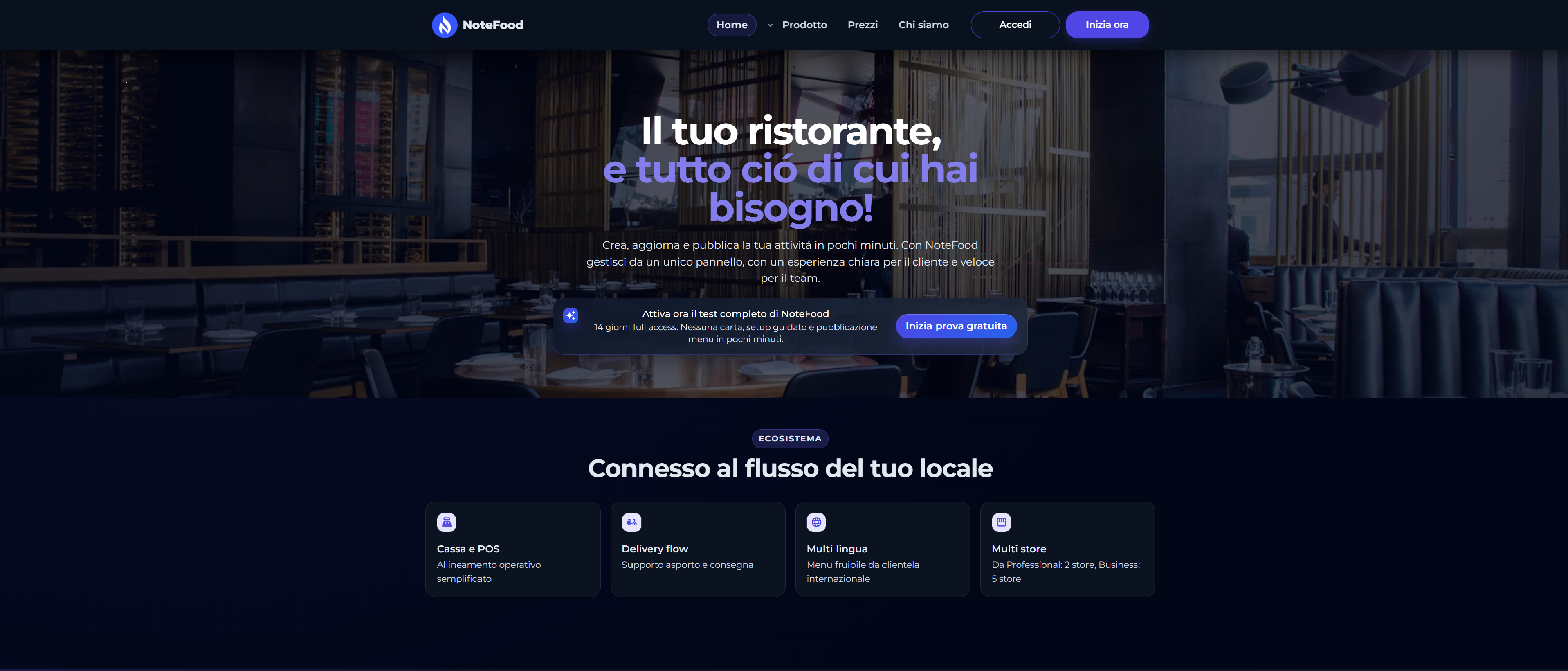 Anteprima sito web NoteFood