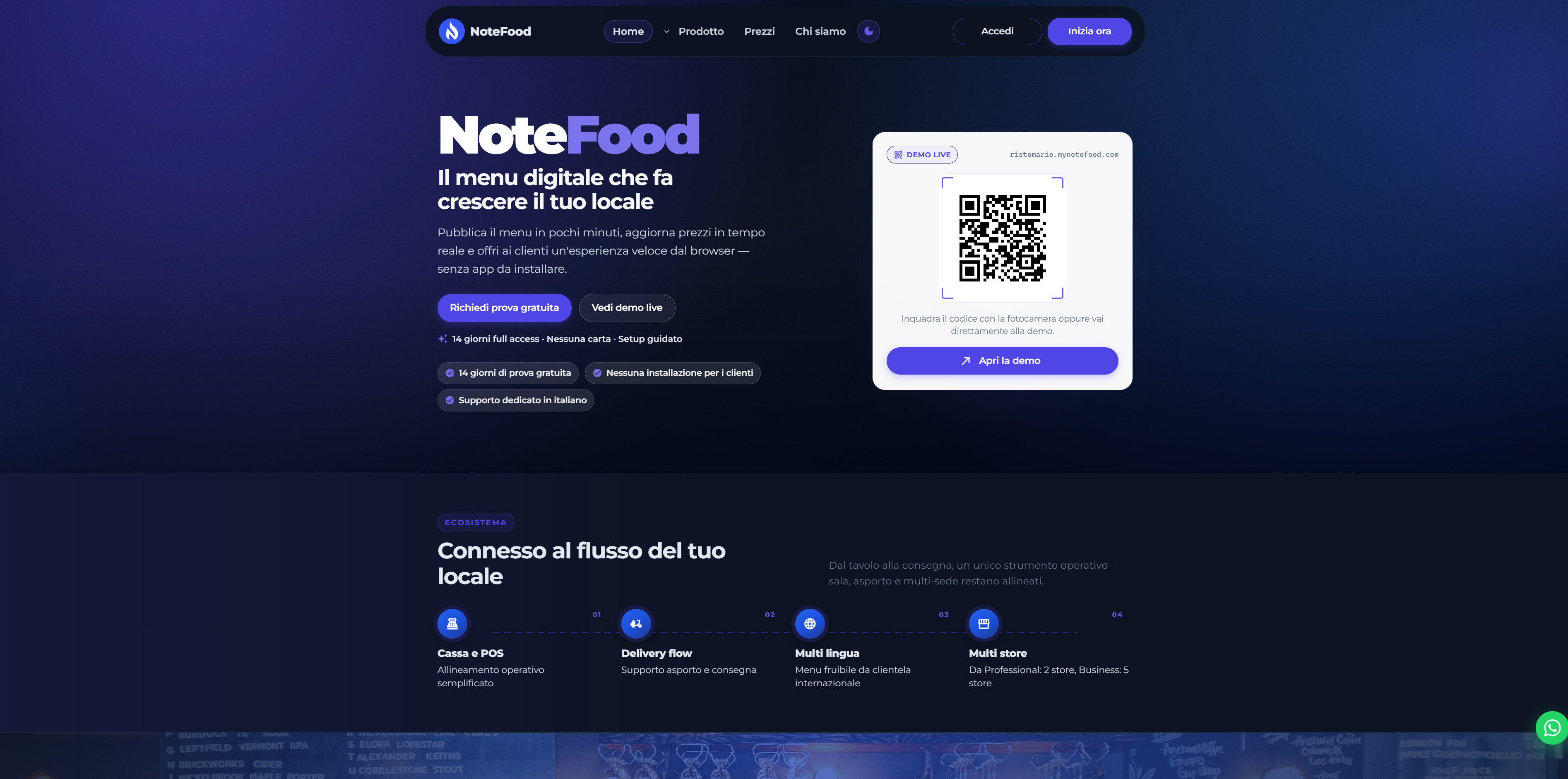 Anteprima sito web NoteFood